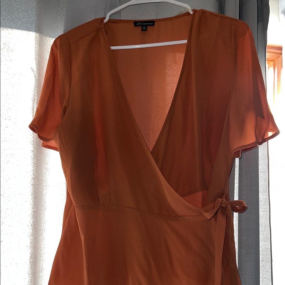 Elegant Orange Wrap Top